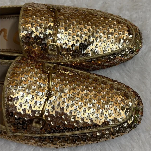 NEW In Box Sam Edelman Gold Loraine Octane Sequined Loafers In Size 8M - Picture 6 of 14